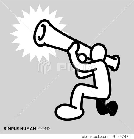 一個簡單的人姿勢插圖“射擊大砲的人” 91297471