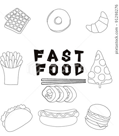 Fast food illustration. Illustrations in sketch style. Fast food icons set. Fast food illustration. Illustrations in sketch style. Fast food icons set. 91298276