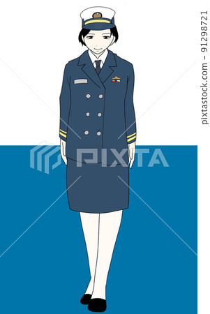 Illustration of a smiling Maritime Self-Defense Force officer 91298721
