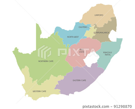 Vector map of South Africa with provinces and administrative divisions. Editable and clearly labeled layers. 91298870