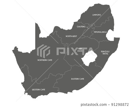 Vector map of South Africa with provinces and administrative divisions. Editable and clearly labeled layers. Vector map of South Africa with provinces and administrative divisions. Editable and clearly labeled layers. 91298872