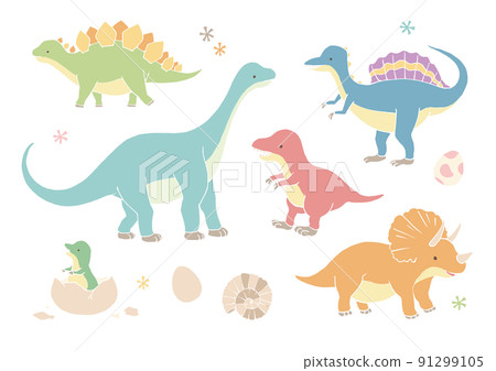 可愛的恐龍插圖分類集 91299105