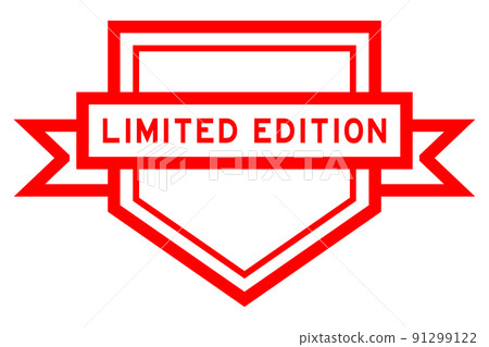 Vintage red color pentagon label banner with word limited edition on white background 91299122