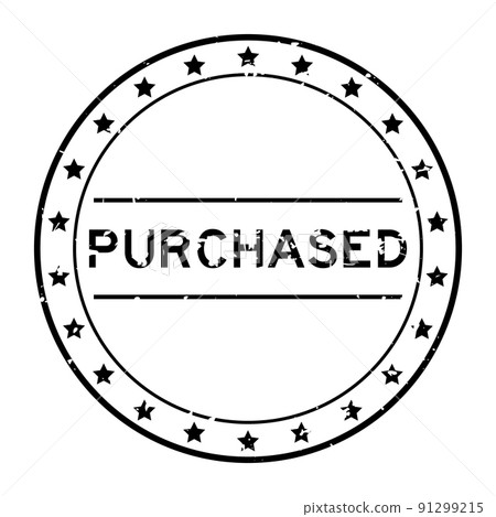 Grunge black purchased word round rubber seal stamp on white background 91299215
