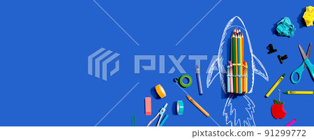 Back to school theme with a rocket Back to school theme with a rocket 91299772