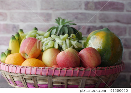top view of mixed fruits in a bowl on table top view of mixed fruits in a bowl on table 91300030