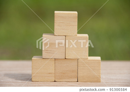 Blank wooden blocks with blurred nature background. Blank wooden blocks with blurred nature background. 91300384