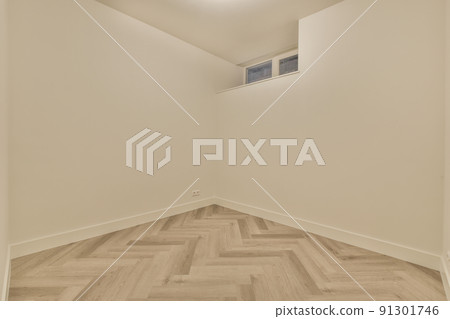 Plastic window on white wall in empty light room at home 91301746