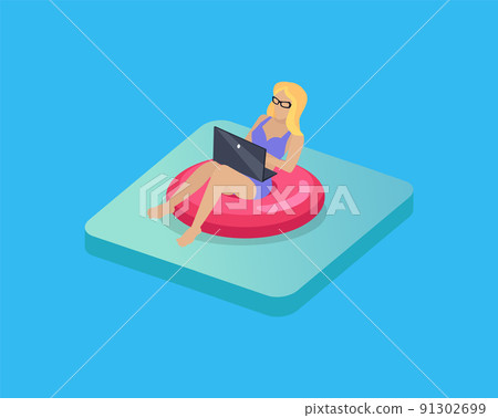 Freelancer on Rest Colorful Vector Illustration 91302699