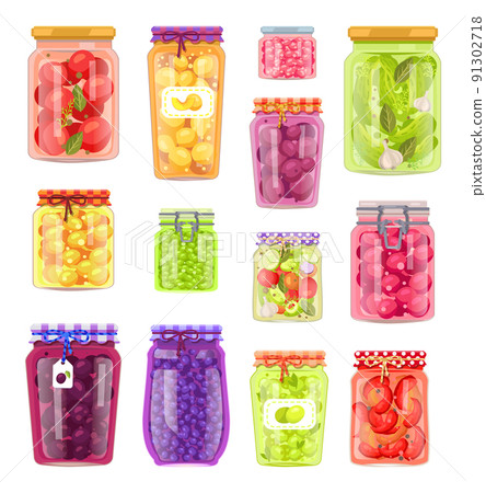 Preserved Vegetables Fruits Vector Illustration Preserved Vegetables Fruits Vector Illustration 91302718