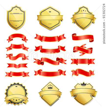 Gilded Shield Shapes and Silk Ribbons Variation Gilded Shield Shapes and Silk Ribbons Variation 91302724