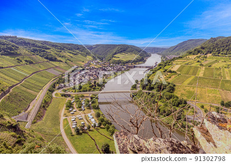 View of the wine village Neef near the Mosel loop Bremm 91302798