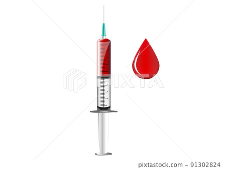 graphics design syringe and blood vector illustration isolated white background graphics design syringe and blood vector illustration isolated white background 91302824