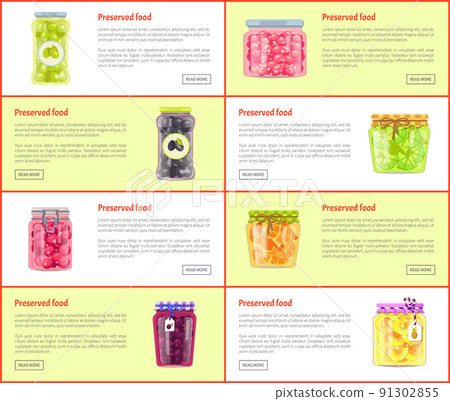 Preserved Food Banners Set of Canned Products 91302855