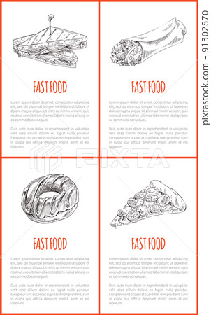 Fast Food Donut Sandwich Set Vector Illustration 91302870