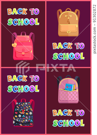 Back to School Posters Set Vector Illustration Back to School Posters Set Vector Illustration 91302872