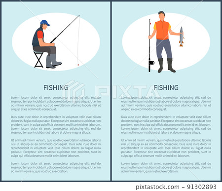 Fishing Man Set of Posters Vector Illustration Fishing Man Set of Posters Vector Illustration 91302893