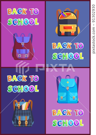 Back to School Schoolbag Set Vector Illustration 91302930