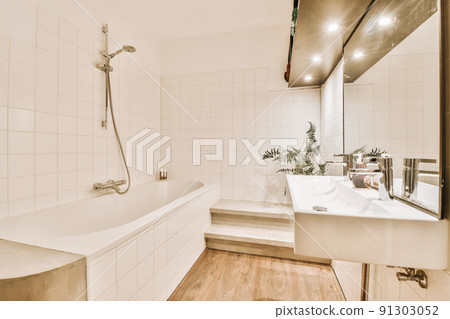 Interior design of beautiful and elegant bathroom 91303052