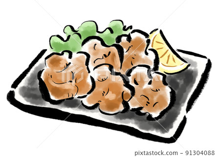 Illustration of fried chicken served on a plate Illustration of fried chicken served on a plate 91304088