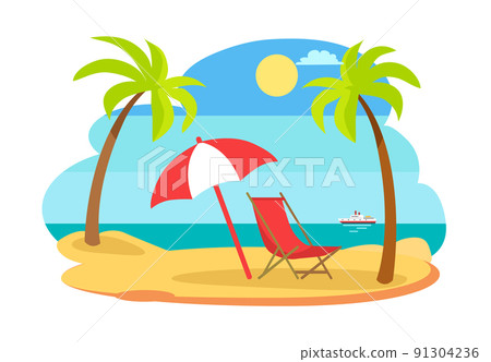 Seaside Seashore Sunny Beach Vector Illustration Seaside Seashore Sunny Beach Vector Illustration 91304236