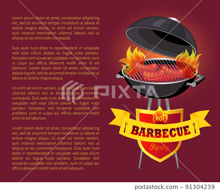 Hot BBQ Barbeque Party Poster Vector Illustration Hot BBQ Barbeque Party Poster Vector Illustration 91304239
