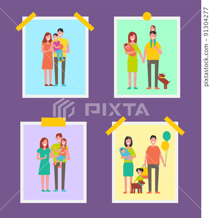 Family People Pictures Set Vector Illustration Family People Pictures Set Vector Illustration 91304277