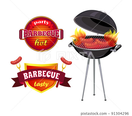 Party Barbecue Set of Icons Vector Illustration 91304296