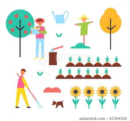 Farm Farming People Icons Vector Illustration 91304320