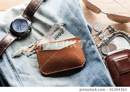 vegetable tanned leather wallet 91304363