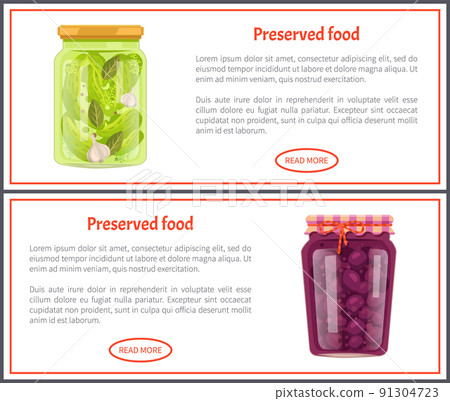 Preserved Food Banners with Vegetable and Fruit Preserved Food Banners with Vegetable and Fruit 91304723