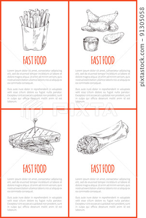 Fast Food French Fries Set Vector Illustration 91305058