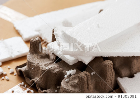 White polystyrene foam, material for packaging or craft applications White polystyrene foam, material for packaging or craft applications 91305091