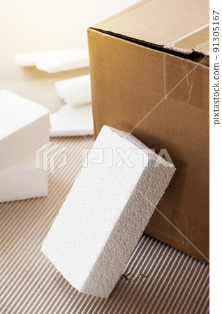 White polystyrene foam, material for packaging or craft applications White polystyrene foam, material for packaging or craft applications 91305167