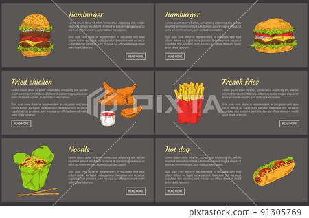 Hamburger and Fried Chicken Vector Illustration 91305769