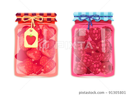 Preserved Food in Jars, Fruits with Jam or Compote Preserved Food in Jars, Fruits with Jam or Compote 91305801