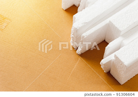 White polystyrene foam, material for packaging or craft applications White polystyrene foam, material for packaging or craft applications 91306604