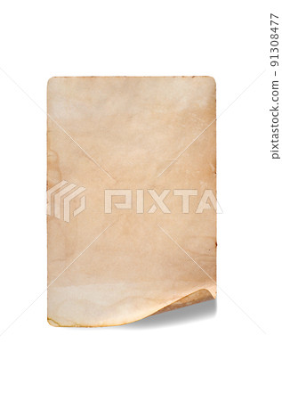 An old crumpled piece of paper. Copy space. Isolated on white 91308477