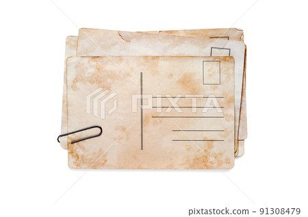 Old postcards. Copy space. Isolated on white Old postcards. Copy space. Isolated on white 91308479