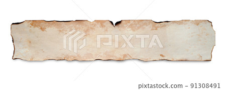 An old crumpled paper scroll. Copy space. Isolated on white An old crumpled paper scroll. Copy space. Isolated on white 91308491