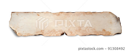 An old crumpled paper scroll. Copy space. Isolated on white 91308492