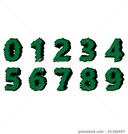 Stripped set of numbers isolated on white background. Stripped set of numbers isolated on white background. 91308497
