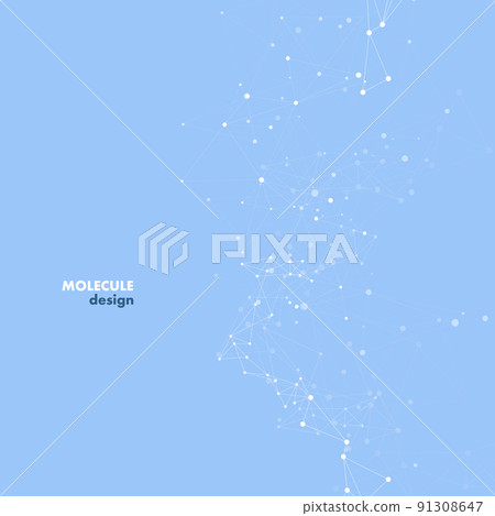 Abstract polygonal with connecting dots and lines. Network science background. Biology polygonal modern mesh Abstract polygonal with connecting dots and lines. Network science background. Biology polygonal modern mesh 91308647