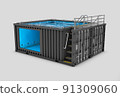 3d Rendering of Converted old shipping container into swimming pool, clipping path included 91309060