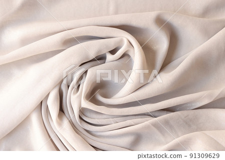White creamy synthetic cotton fabric background. Texture fabric concept 91309629