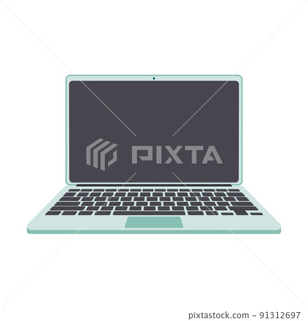 Open laptop in flat style. A blank monitor. Space for text. Computer for work, study, and business. Electronic equipment for mobility. Isolated on a white background. Color vector illustration. Open laptop in flat style. A blank monitor. Space for text. Computer for work, study, and business. Electronic equipment for mobility. Isolated on a white background. Color vector illustration. 91312697