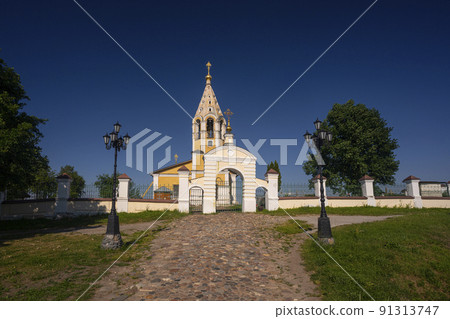 The Cathedral of the Blessed Virgin Mary in the village of Gorodnya in the Tver region in Russia. One of the oldest churches in Russia. High quality photo The Cathedral of the Blessed Virgin Mary in the village of Gorodnya in the Tver region in Russia. One of the oldest churches in Russia. High quality photo 91313747