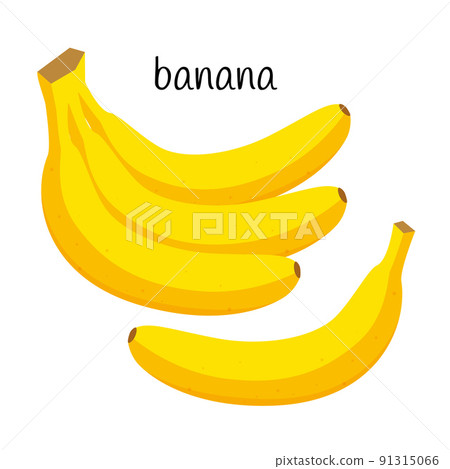 Bananas in a bundle and one banana. Fruit icon. Flat design. Color vector illustration isolated on a white background. 91315066