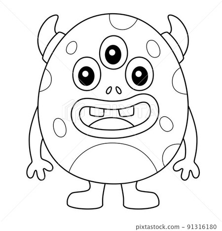 Three Eyed Monster Egg Coloring Page for Kids 91316180