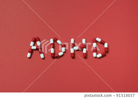 ADHD formed of pharmaceutical pills. ADHD formed of pharmaceutical pills. 91318037